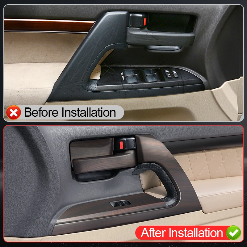 For 2008-2021 2020 Toyota Land Cruiser 200 Peach Wood Car Door Decoration Stickers LC200 FJ200 Interior Upgraded Accessories