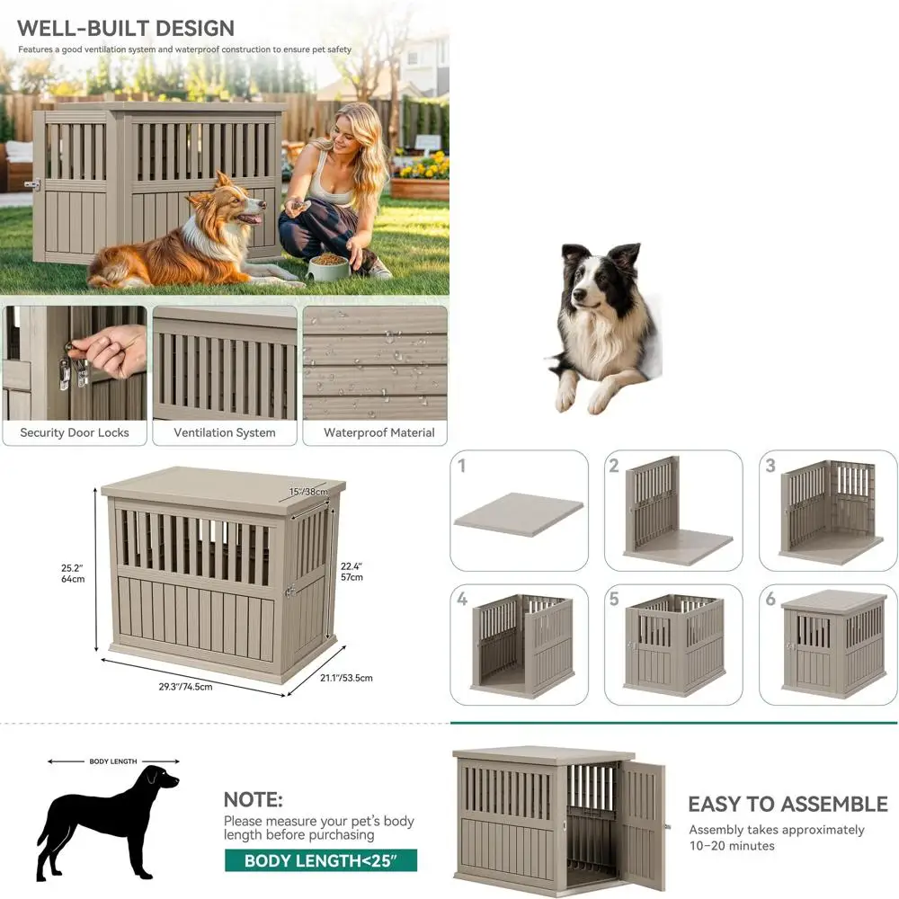 

Стильный прикроватный столик-клетка для собак, водонепроницаемый вольер для собак мелких и средних пород, коричневый