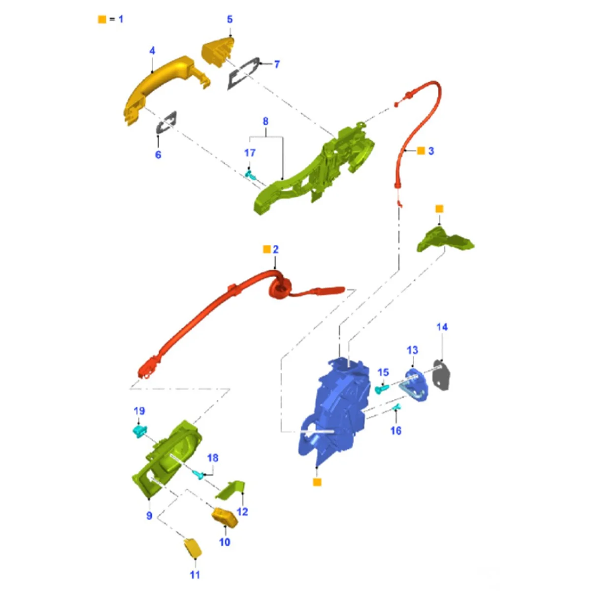 BK21-V219A64-CH 전방 우측 중앙 문짝 잠금 래치 메커니즘, 포드 트랜짓 커스텀 2012 래치 액추에이터