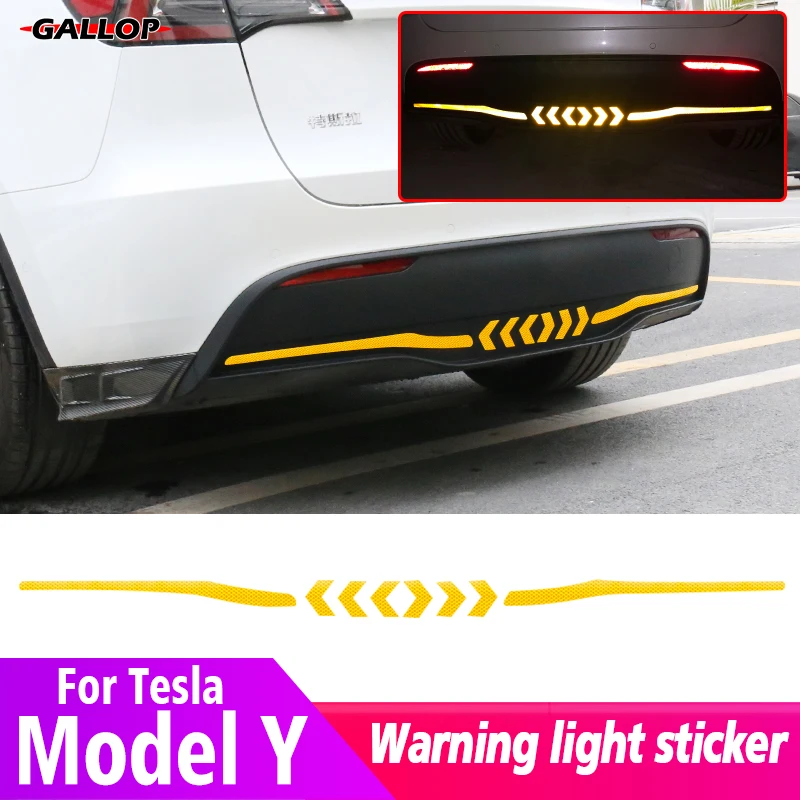 Reflective Car Tail Sticker Safety Warning Exterior Decoration Diamond Sticker Refit Accessories Kit For Tesla 2021-2022 Model Y