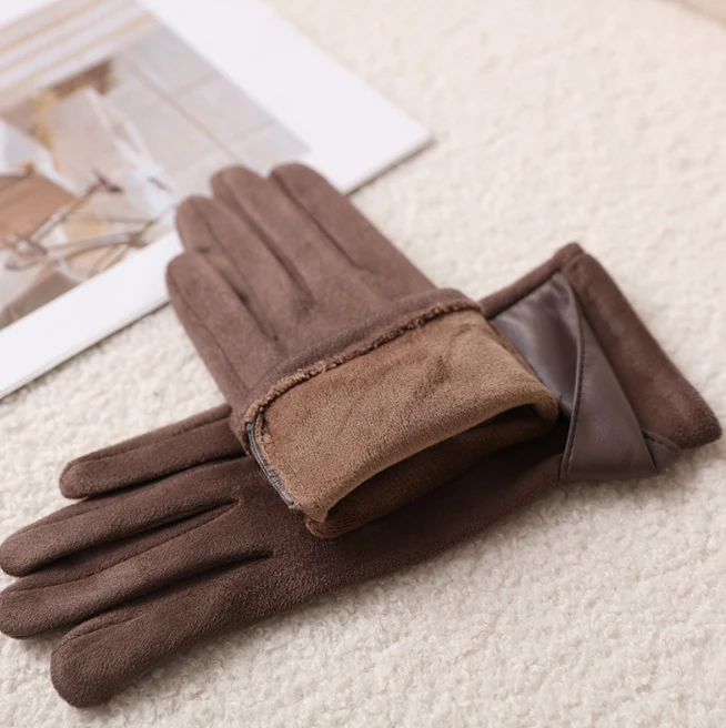 قفازات كورية دافئة للنساء موضة الشتاء بسيطة أنيقة مخملية مضادة للبرد قفازات لمس ركوب الخيل قفازات سميكة مقاومة للرياح #6
