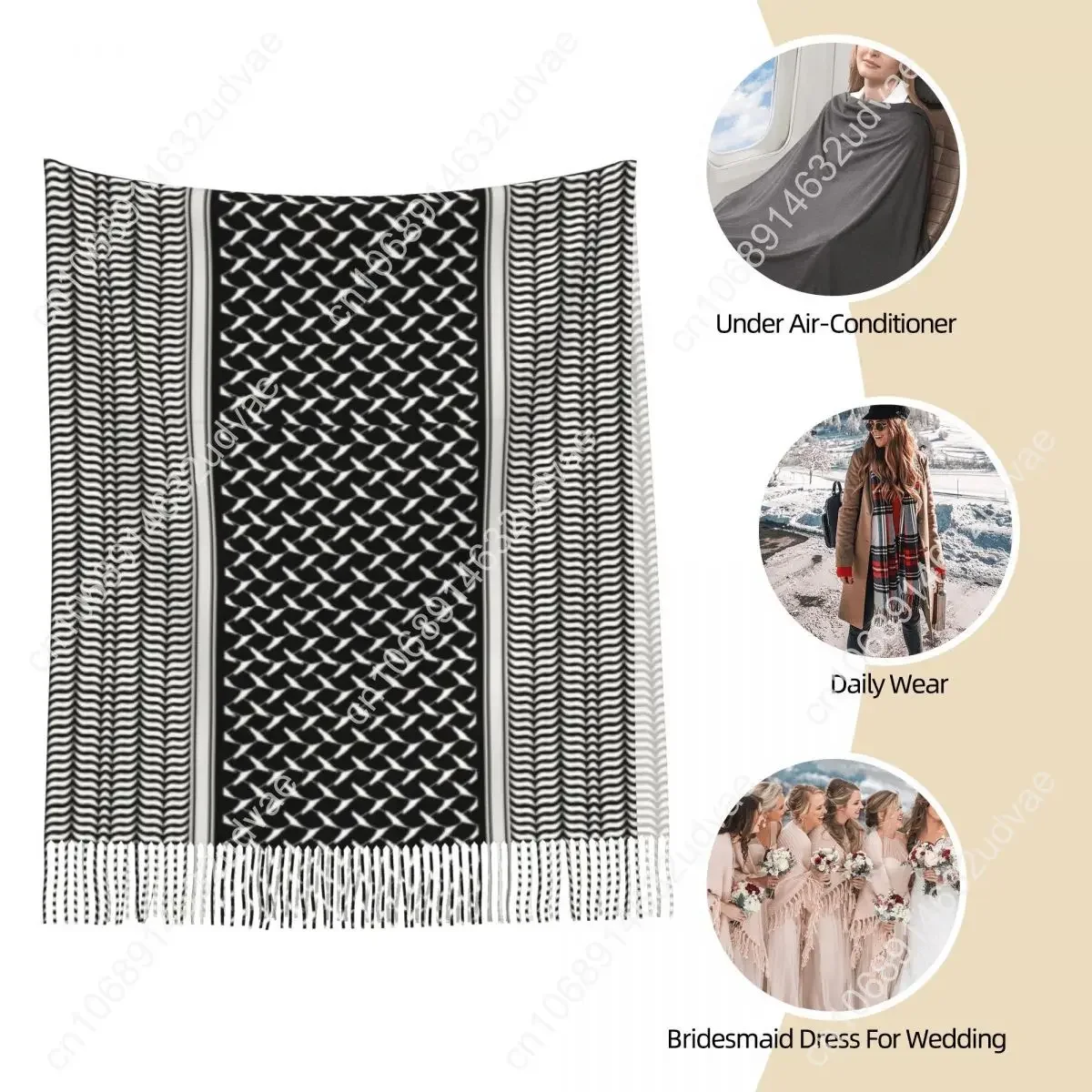 Arabe Kufiya Hatta traditionnel Keffiyeh motif écharpe pour les femmes automne hiver châle Wrap longue grand châle écharpe pour robe de soirée