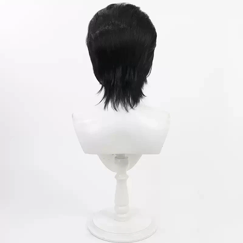 Brújula: Sistema de análisis de proporciones de combate Pelucas de cosplay 30 cm Pelo negro corto y liso resistente al calor