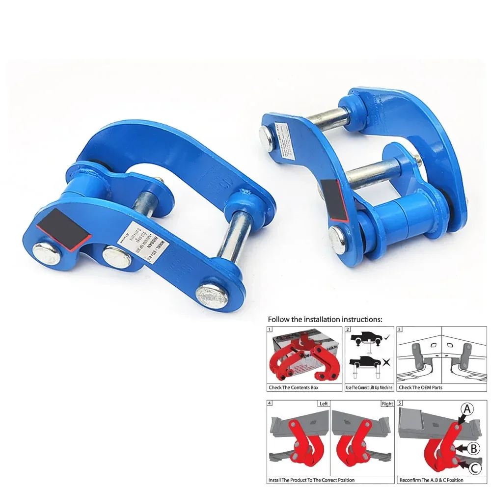 2pcs Rear Comfort Double Shackles Lift Kits 4x4 Suspension Spring Fit For Toyota Hilux Vigo KUN26 GGN26 2005-2014 view 2