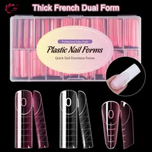 Tp quadrado francês duplo formas de unhas amêndoa molde de gel de construção rápida extensão de cobertura completa acrílico forma superior ferramentas de manicure grosso