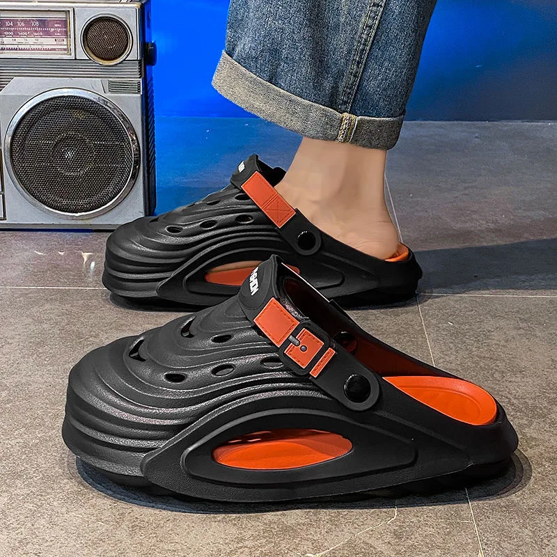 Comwarm Men's EVA Platform Slides, Soft Comfortable Summer Beach Sandals With Holes_voghion.com