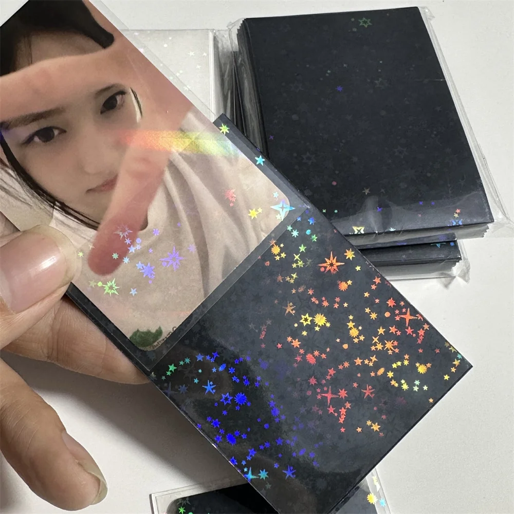 Glittery Star Love Heart Photo Cards Estojo protetor, Bolsa de armazenamento, Cartão colorido Kpop Idol Toploader, Mangas Photocard, 50pcs por pacote
