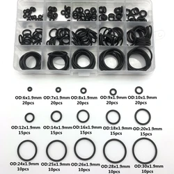 Rubber O Ring NBR VMQ FKM CS 1.5/1.9/2.65mm Assortment Black O Ring Seal Set Automotive Repair Plumbing and Faucet Air Oring Kit