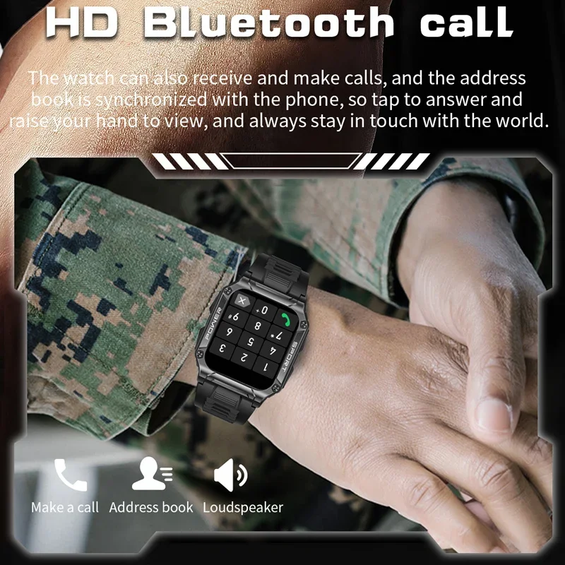 البوصلة ساعة ذكية الرجال بلوتوث دعوة جهاز تعقب للياقة البدنية IP68 مقاوم للماء ساعة ذكية لنظام أندرويد iOS السنة الجديدة/هدايا عيد الحب