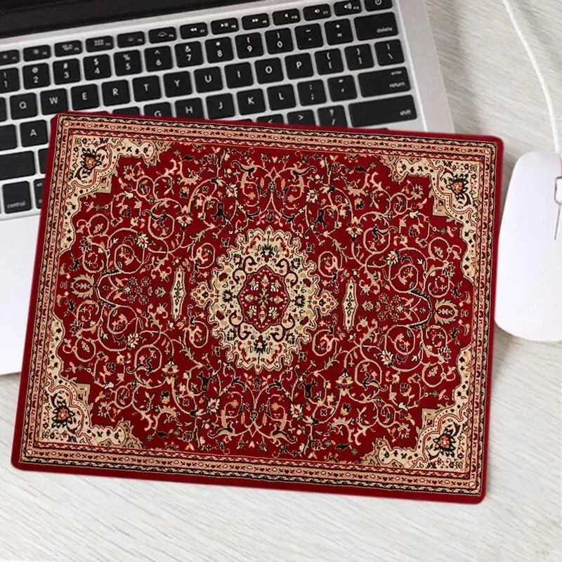 Persian Style Mouse Pad Beautiful Oriental Pattern Mice Mat Small Vintage Table Carpet 25x29 Non-slip Office Deskpad Home Decor