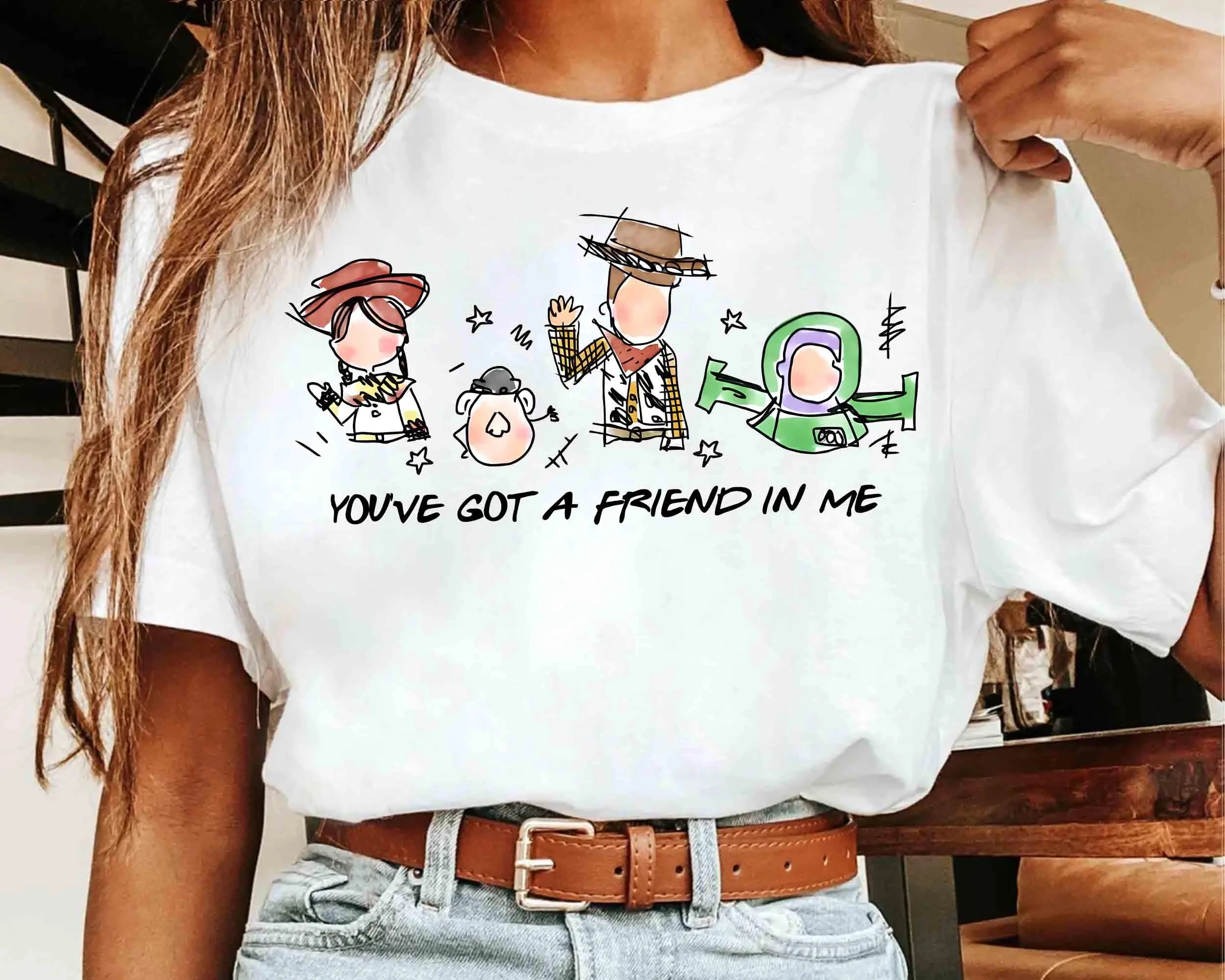 

2025 Summer fashion New Style You Have A Friend in My Toy Story Character Sketch Shirt Woody Baz Lightyear Jesse Shirt