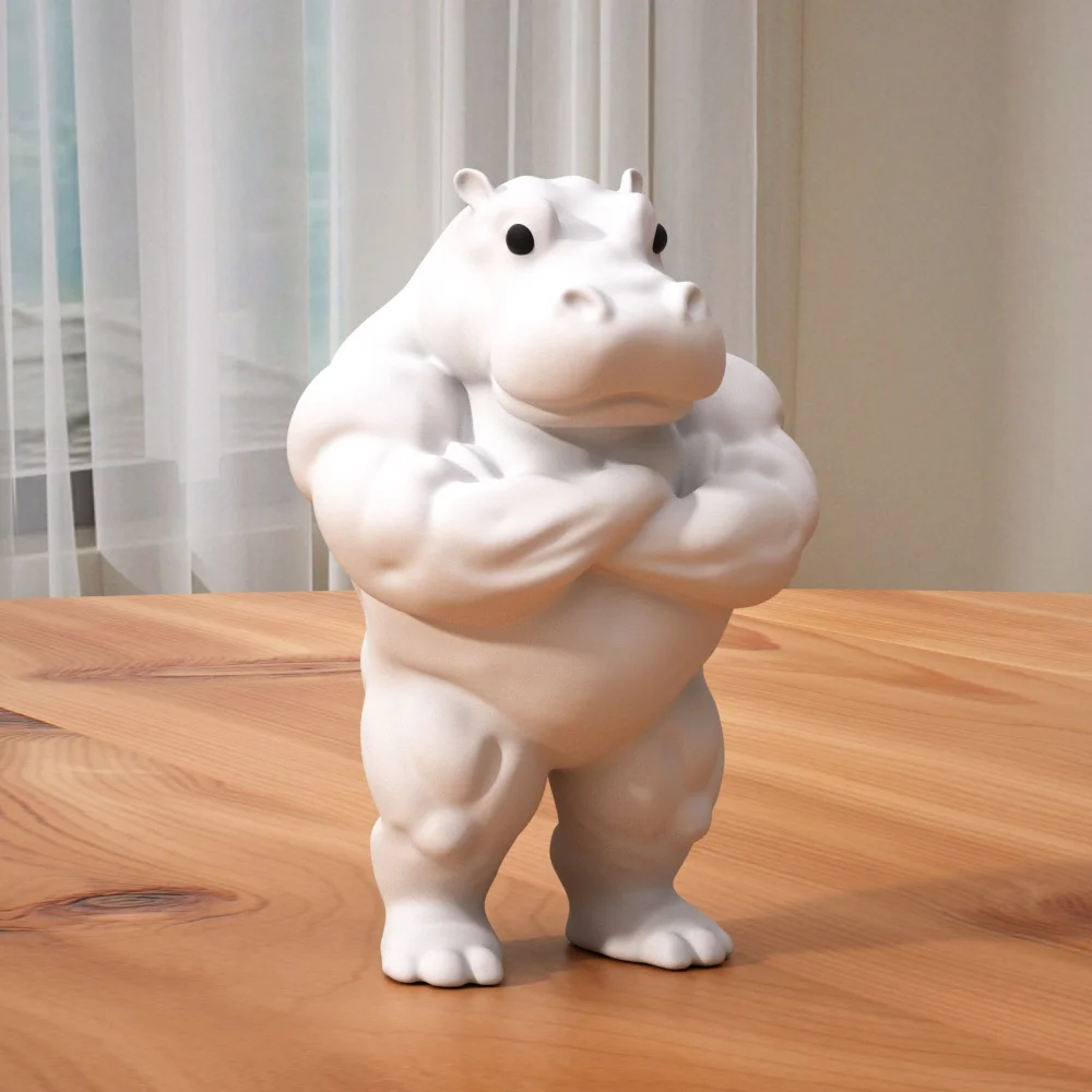 قطعة واحدة من تمثال فرس النهر العضلي - ديكور منزلي بلاستيكي متين، هدية مثالية للأصدقاء والزملاء، ديكور غرفة المعيشة، ديكور فرس النهر #5