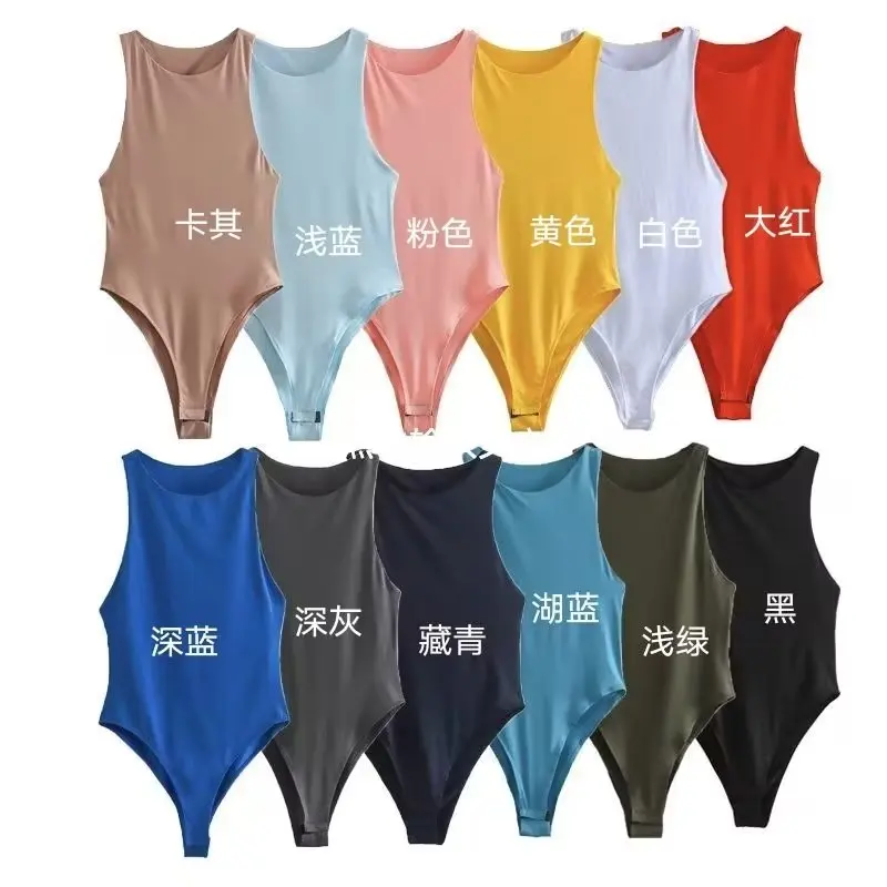 Maxdutti High Street Multicolor Tops Fashion Candy Color Sexy Halter Bodysuits Women