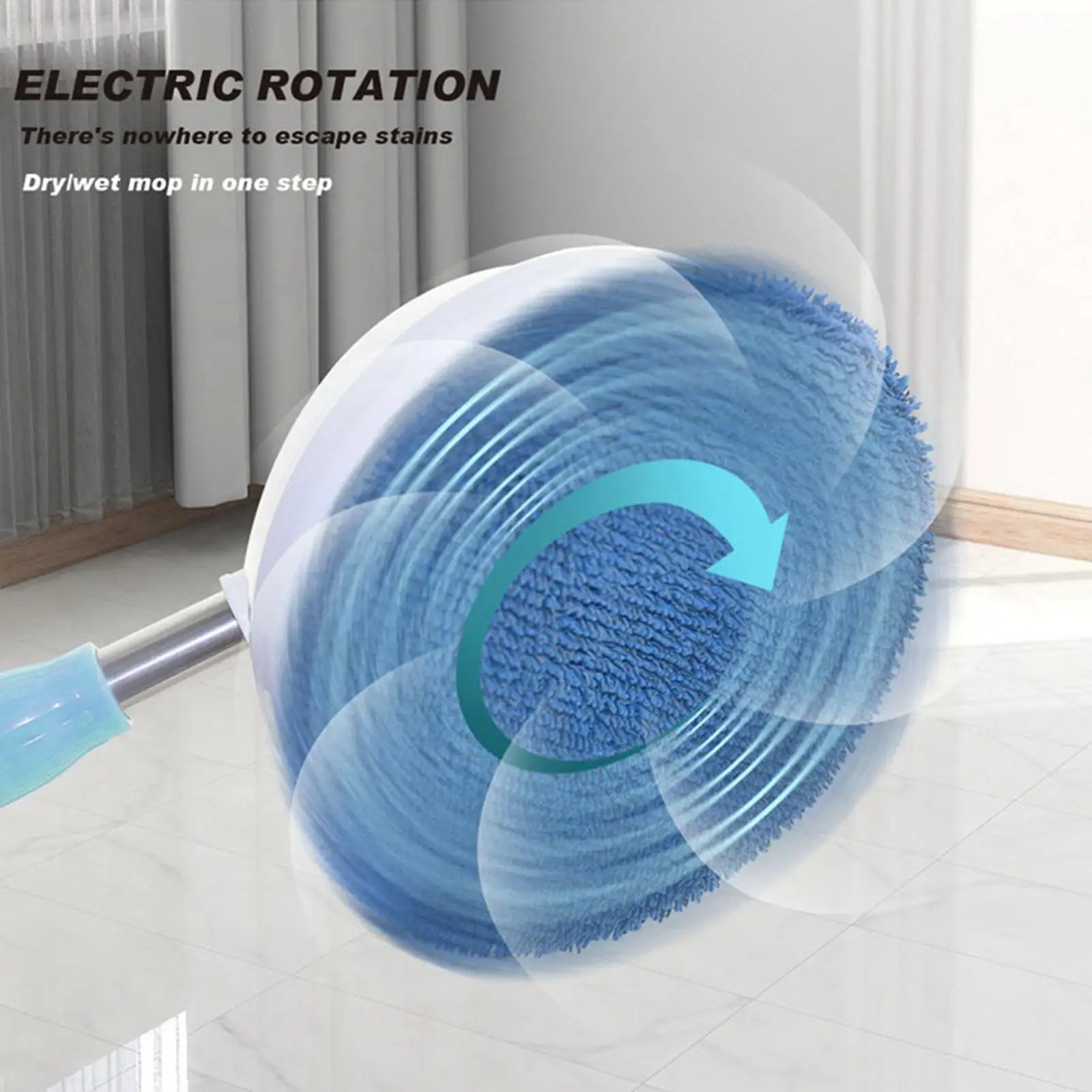 Telescopic Electric Mop Machine for Window and Floor Cleaning with Auto Rotation Wet Dry Cloth Reusable Scrubber for High
