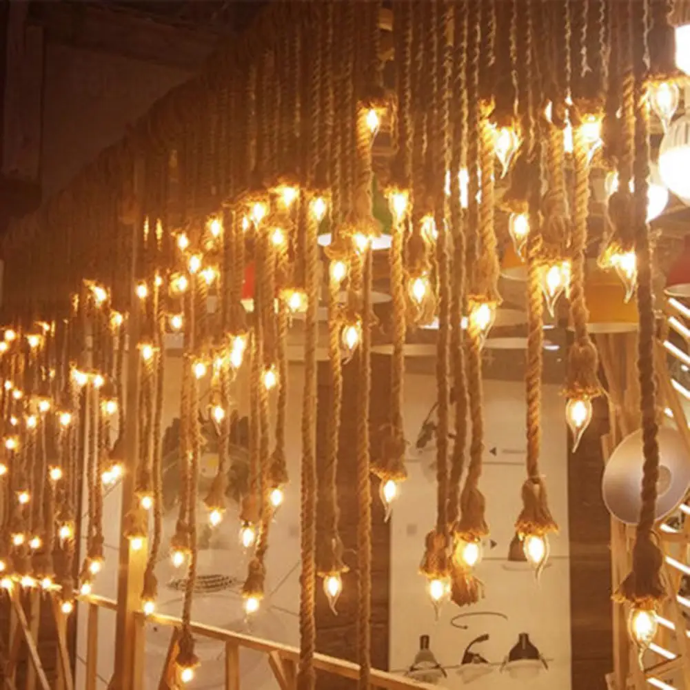 Retro Cable Electrical Wire Cable E27 Bulb Base Vintage Lamp Cord Braided Retro Pendant Light Lamp Wire Hemp Rope
