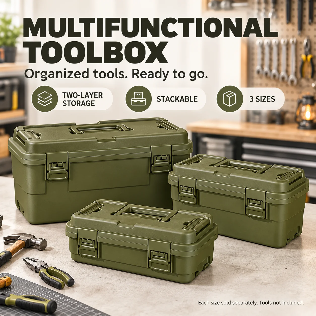 Tool Box Home Plastic Multi-layer Car Storage Bin With Handle for Garden Workshop Garage Toolboxcaixa de ferramentas