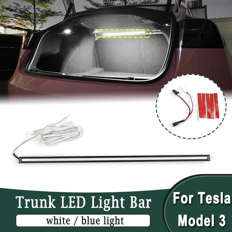 

Для Tesla Model 3 2019-2022 светодиодный задний фонарь багажника, полоса 12 В, трубчатая лампа, интеллектуальный багажник, внутреннее освещение, белый свет