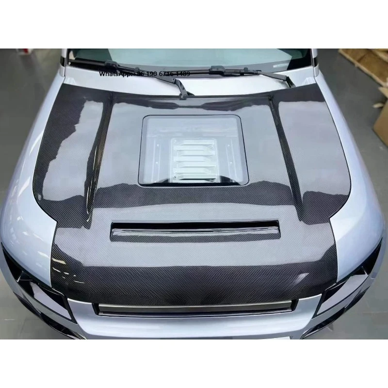 High Quality Dry Carbon Black Fiber Bonnet Engine Hood for 2020- Transparent Glass Style t001