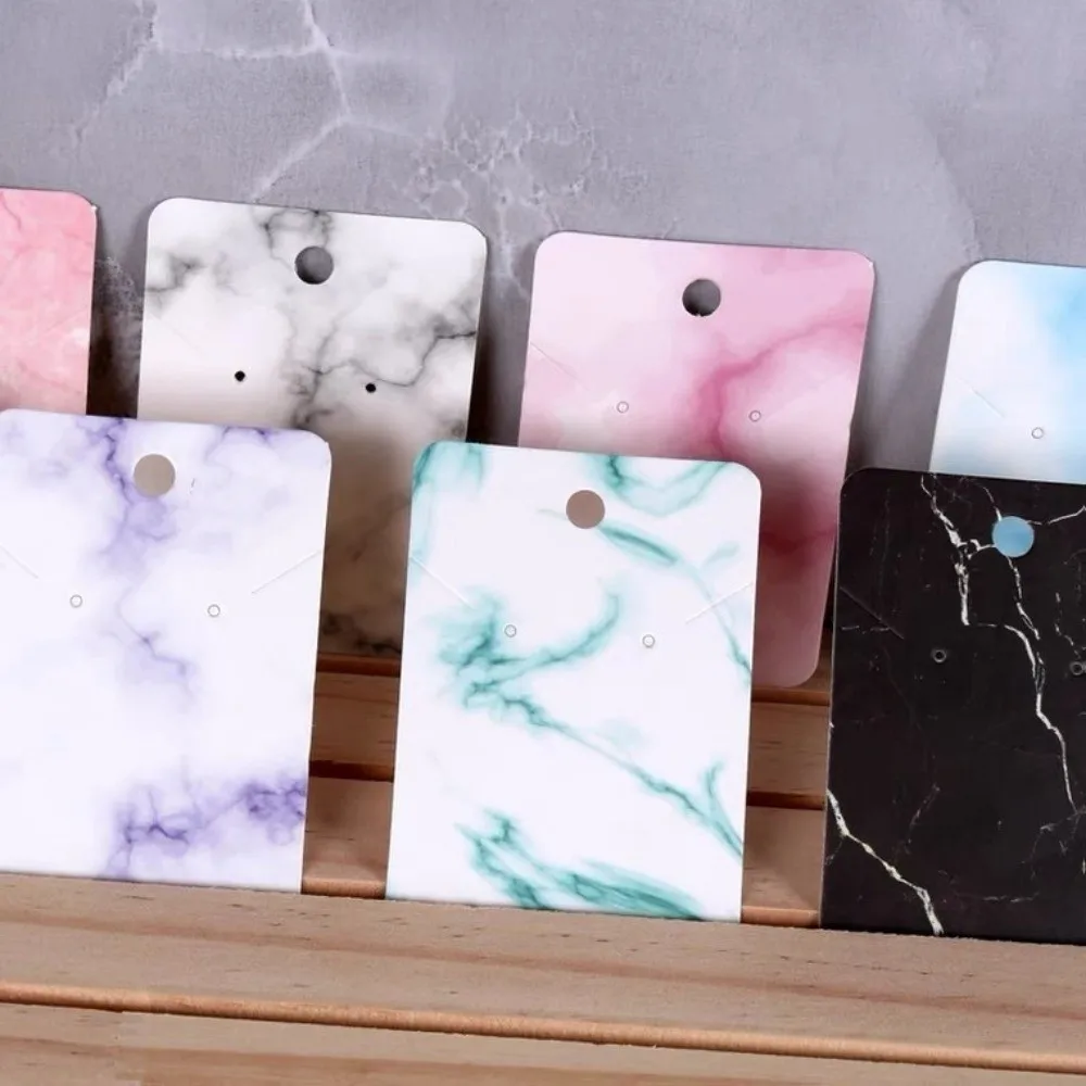 100pcs Marble Earring Cards Colorful with Gold Lines Display Card Earring Display Abstract Style Display Tags Cardboard