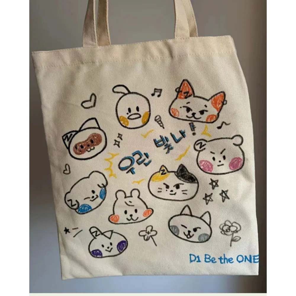 ZEROBASEONE ZB1 RIIZE PPULBATU Canvas Sholder Bag BEOMGYU Casual Handbag Tote Bag Cotton Shopping Beach Bag Kpop Merch