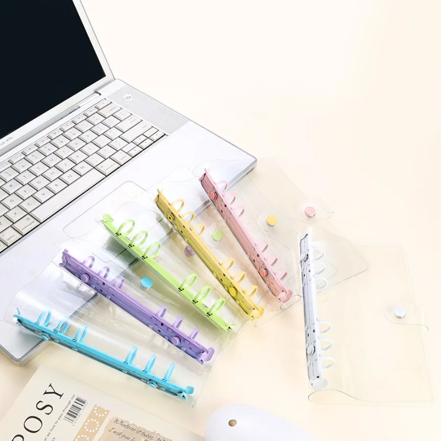 Lightweight Pvc Loose-Leaf Shell 6 Holes A6 Transparent Loose-Leaf Shell, Color Clip, Simple Candy Color Album Shell