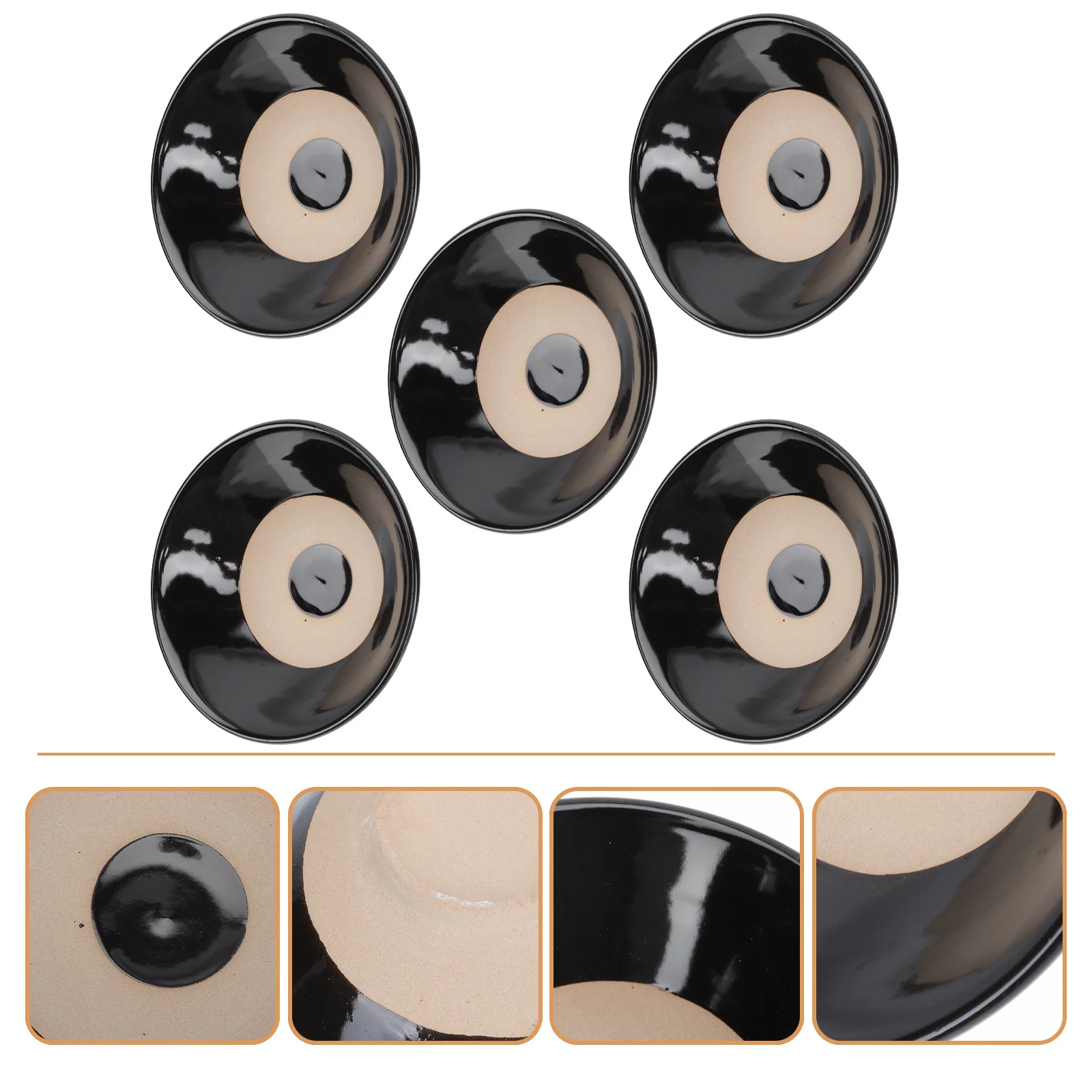 

5Pcs Black Top Vintage Cotta Food Bowls Seasoning Containers for Sauces Side Dishes Restaurant Table