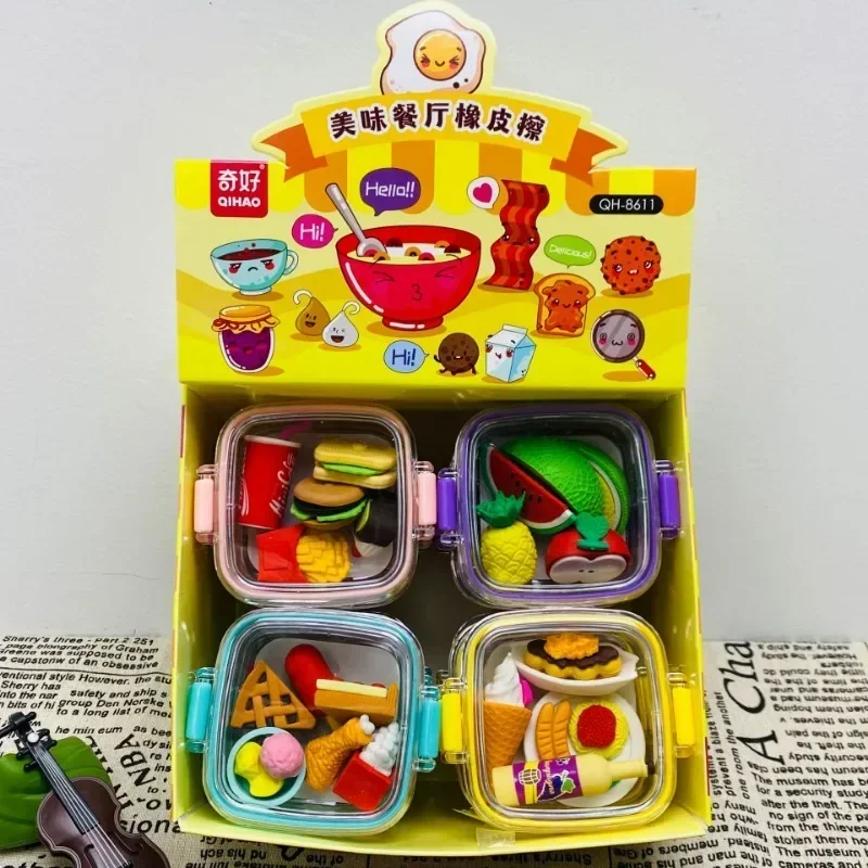 1 unids/set creativo desmontable comida Snack fiambrera juego de borrador casa de juego borrador de dibujos animados premio de estudiante suministros de papelería
