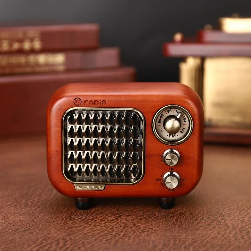 Portable BT Speaker Mini Radio Player Wireless Speaker Vintage Radio Kinscoter Wooden Battery Wood Fm Retro Technology Active 5W