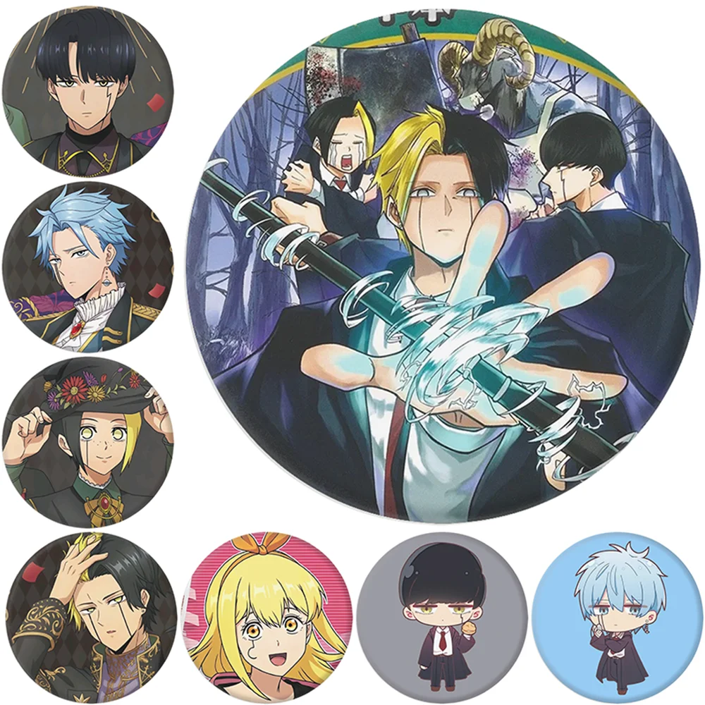 

58MM Anime Mashle: Magic and Muscles Lance Crown Cosplay Costumes SPTE Tinplate Pin Badge Accessories Pendant Prop