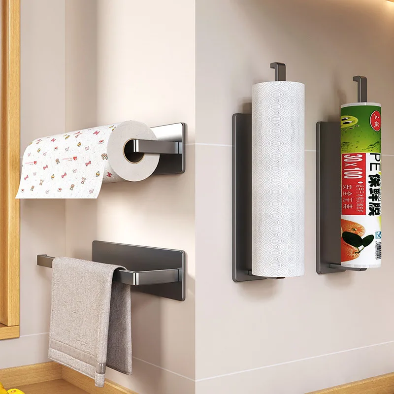 Free-Punching Kitchen Tissue Holder Wall-Mounted Roll Paper Storage Rack Kitchen Tissue Preservation Towel Storage Rack