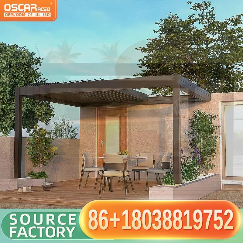 DIY Customizable Retractable Motorized Aluminum  Awning with PVC Waterproof Cloth Canopy Ideal for Garden Patio and Backyard in