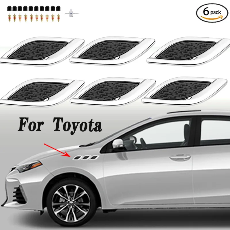 6pcs Car Fender Side Vents Air Wing Vent Trim Sticker For For Toyota Corolla E130 E140 E150 E160 E170 E180 E210