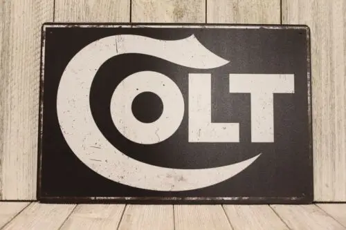 Colt Guns Tin Poster Sign Man Cave Vintage Ad Rustic Look 45 Pistols Gun Shop-Aluminum