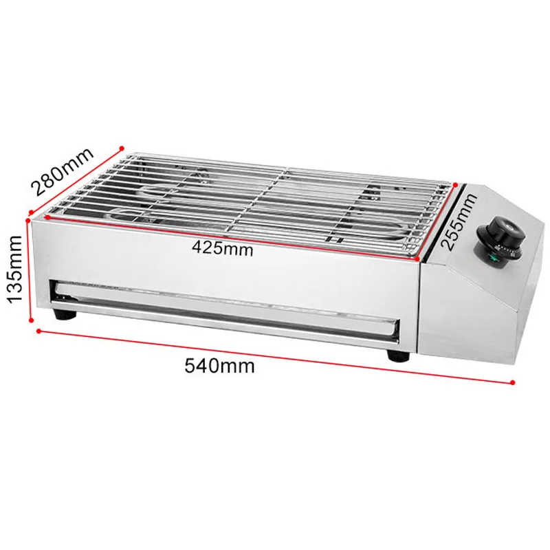 Stainless Steel Countertop Smokeless Electric Grill, Commercial & Household Grilling Pan with Adjustable Temperature Control