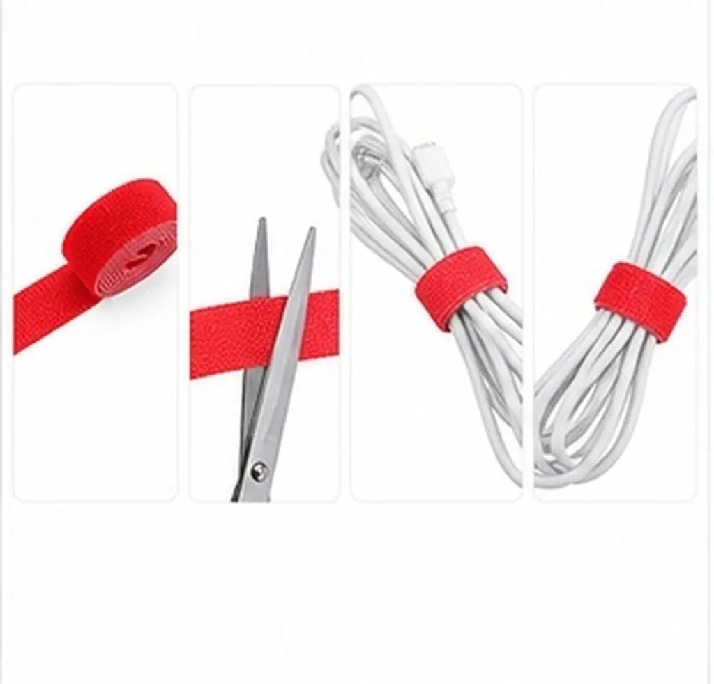 6 Rolls Cable Tie Reusable Fastening Hook Loop Strap Cable Organizer Wire Cord Management Wire Ties Cord Organizer