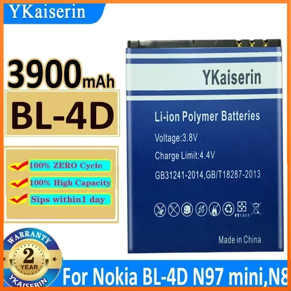 

Аккумулятор YKaiserin BL-4D BL4D 3900 мАч для телефона Nokia N97 Mini N97Mini, N8, E5-00 E5 E7 T7 803 N803 702T Batterij с трек-кодом