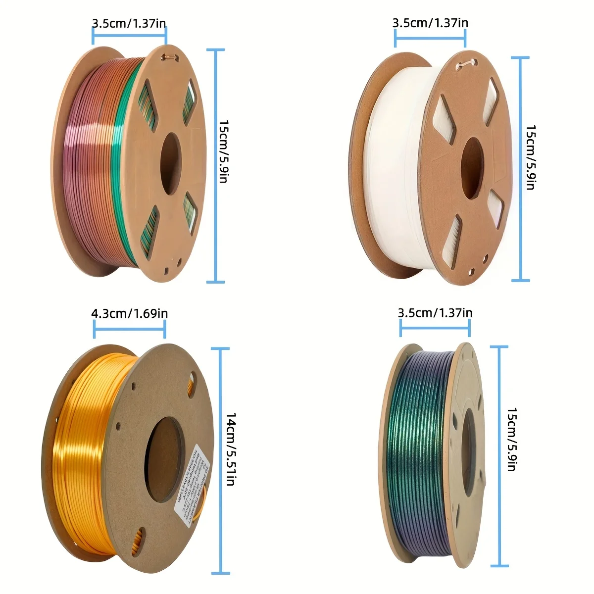 3D Printer Filament Bundle, Silk PLA 1.75mm, 1kg Total,Dimensional Accuracy +/- 0.03 mm