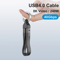2 IN 1 Protable Keychain Fast Charging Cable 240W PD3.1 Type C to Type C Data Cord  For iPhone 16 15 Pro Max Xiaomi 14 POCO