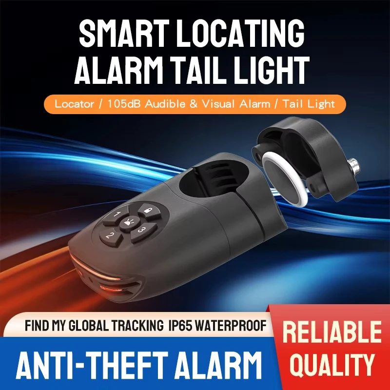Bike Anti-Theft Alarm with Tail Light | 110dB Siren, IP65, Mini Tracker, Brake Sensor, 4 Light Modes, Long Battery