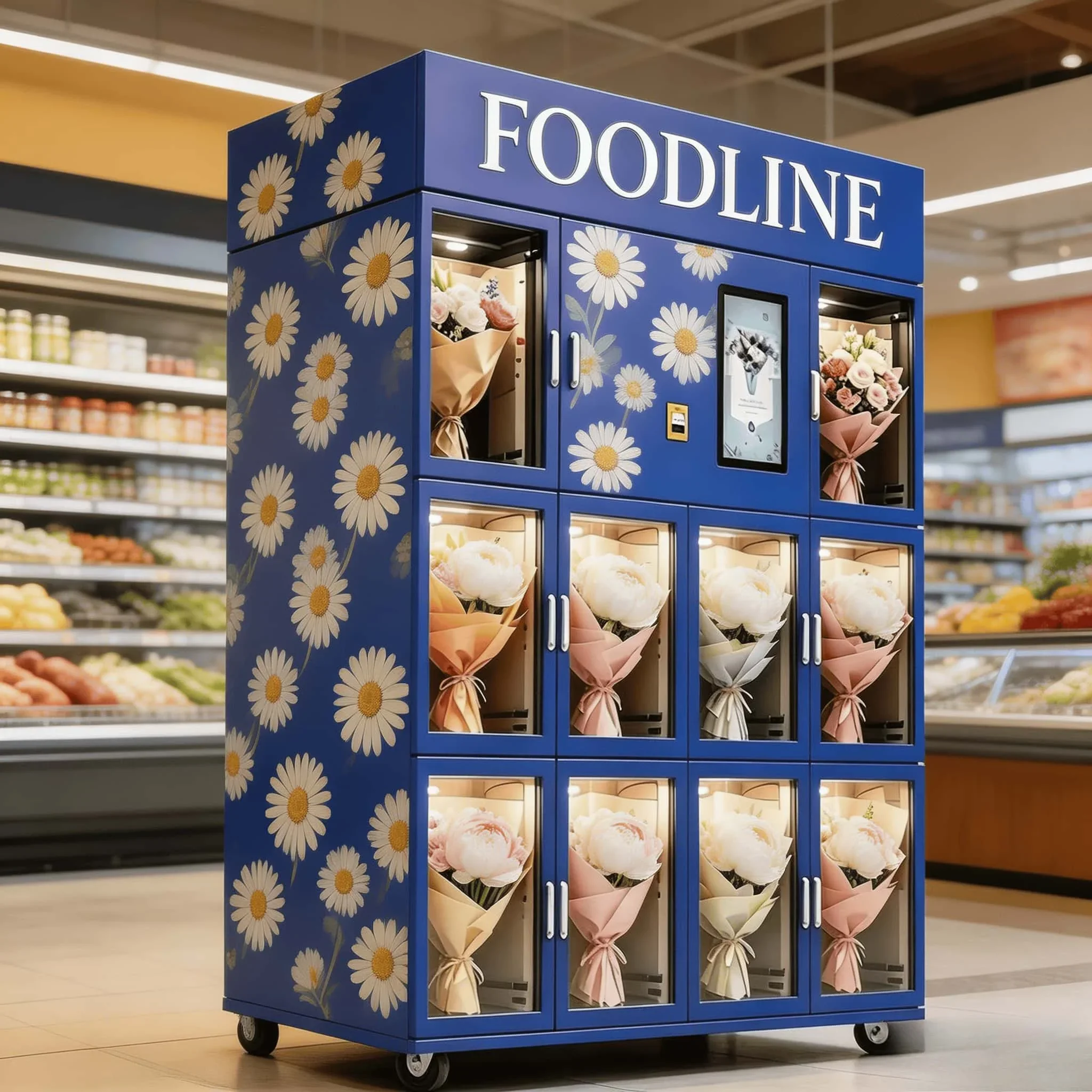 FOODLINE Outdoor Waterproof Flower Vending Machine Air Cooling Smart Locker QR Payment Fresh Flower Automatic Seller
