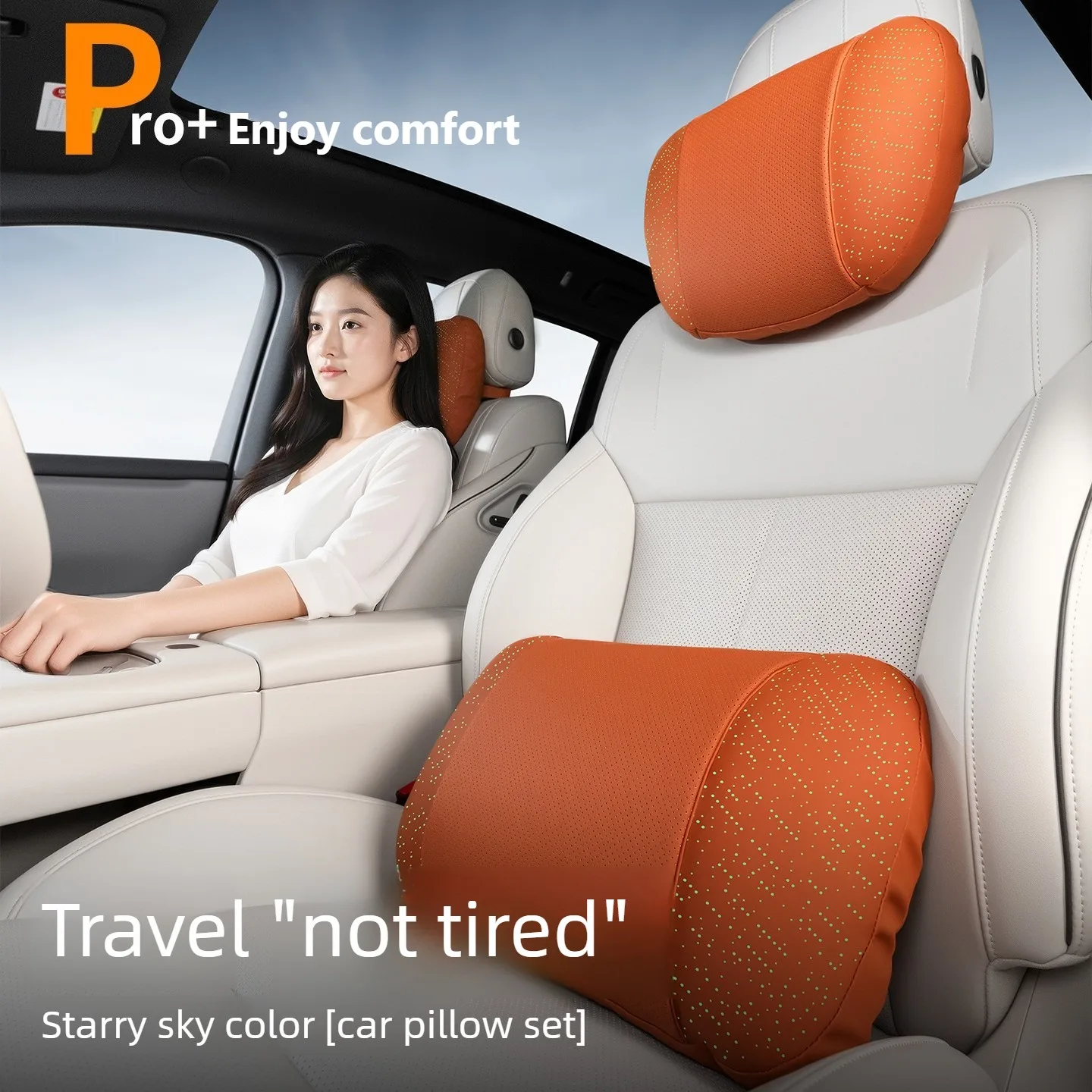 Comfortable Leather Car Seat Pillow Set Soft Car Neck Pillow Waist Pillow Car Accessories Interior Headrest and Lumbar Support