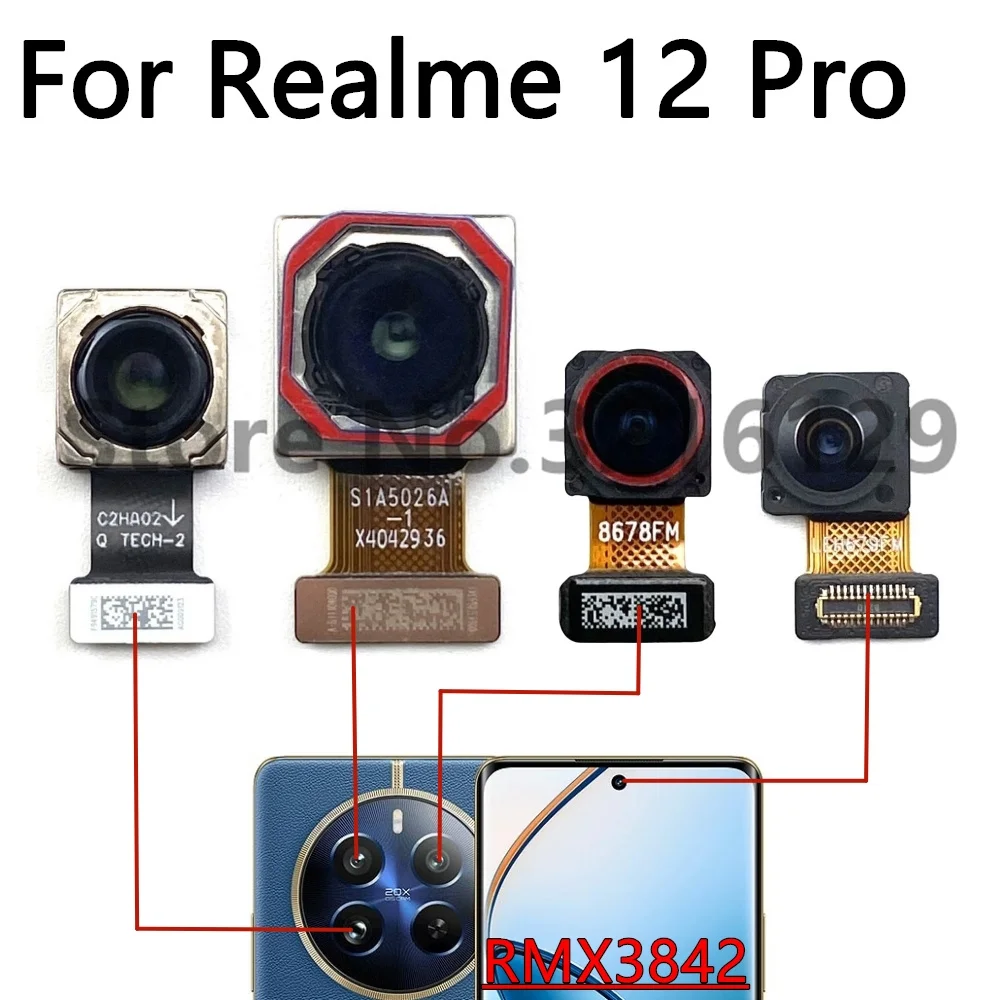 الكاميرا الأمامية الخلفية الهاتف المحمول ل Realme 12 Pro + 12pro الخلفية الخلفية وحدة الكاميرا الرئيسية فليكس قطع غيار الكابل #3