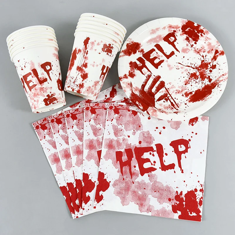 

Halloween Horror Scary Bloodstain Napkin Cup Halloween Party Decoration For Home Bar Disposable Tableware Supplies