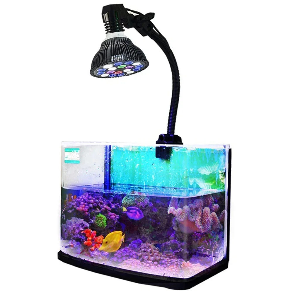 

LED Aquarium Light Bulb with Gooseneck Bracket and Clip, Fish Tank Plant Light, Suitable for Aquatic Coral Growth, 36W