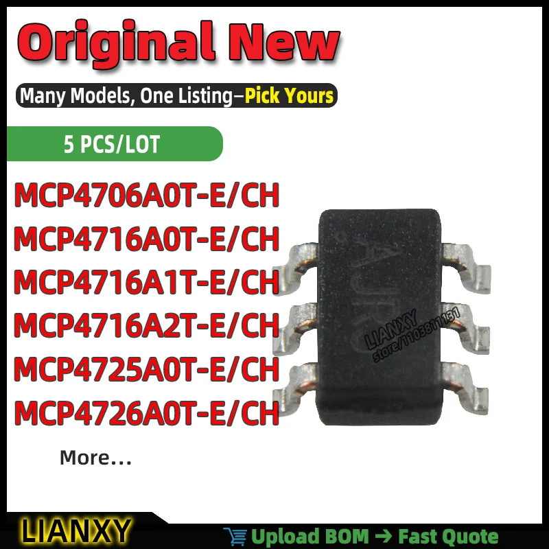 MCP4726A0T-E/CH MCP4716A0T-E/CH MCP4706A0T-E/CH MCP4725A0T-E/CH MCP4716A1T-E/CH MCP4716A2T-E/CH SOT-23-6 10-BIT DAC New Original