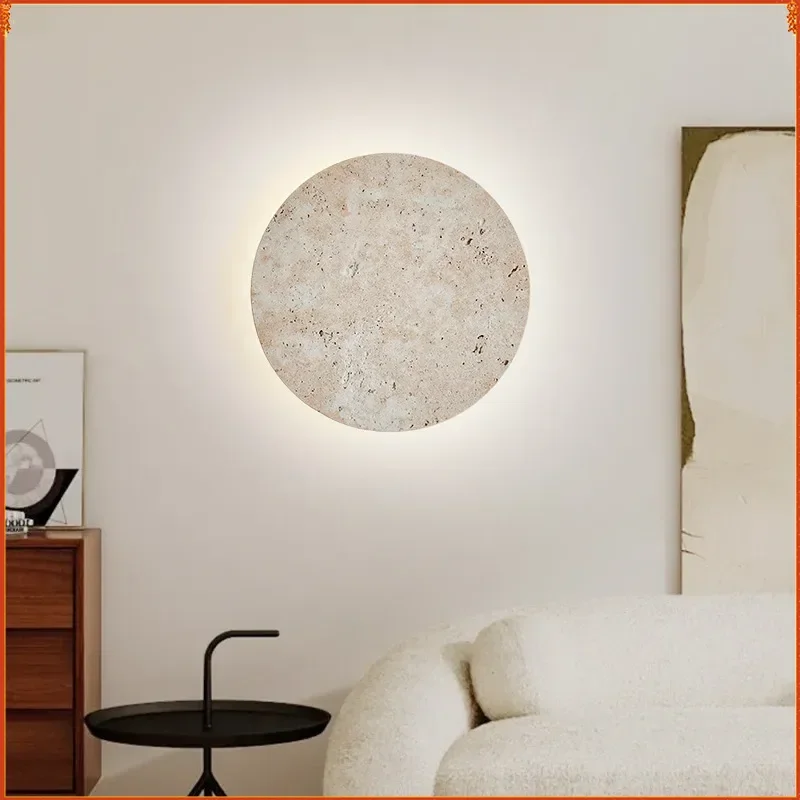 

Nordic Corridor Wabi-sabi Homestay Wall Lights Natural Stone Wall Lamp Round Bedside Dining Room Atmosphere Art Deco