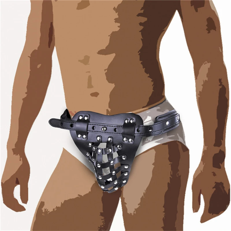 Male Chastity Device Leather Penis Pouch Panties Fetish Gay Lock Cock Chastity Cage BDSM Bondage Belts Sex Toys for Men Gay