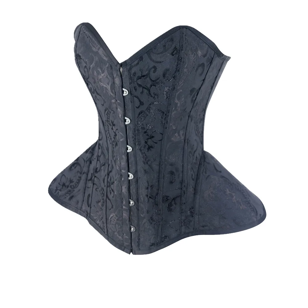 Black Jacquard Hourglass Waist Corset Women Sexy Gothic Bustiers Top Steampunk Underbust Body Shapewear Slimming Waist Trainer