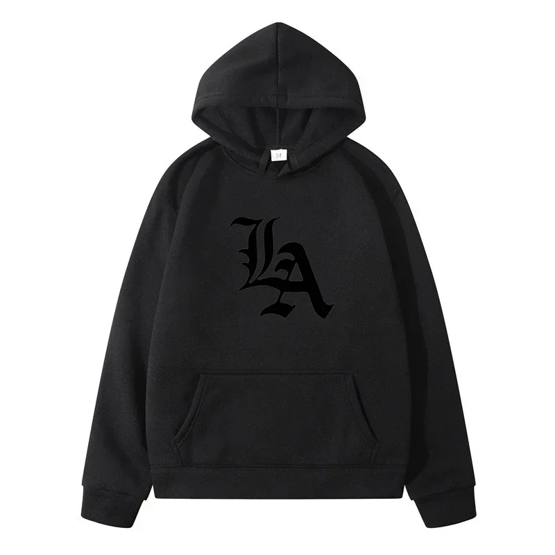 Men's Oversized Pure Cotton Essentials Hoodie Men's Sweatshirts Clothing Autumn Clothing LA Letter Printed Classic Simple