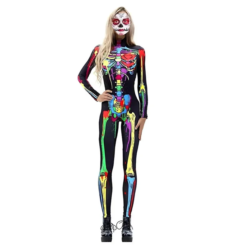 

Combinaison de Mariée Fantôme Sexy pour Femme, Modules Imprimés, Habillage Seton, Costume d'Halloween, Thème d'Horreur,